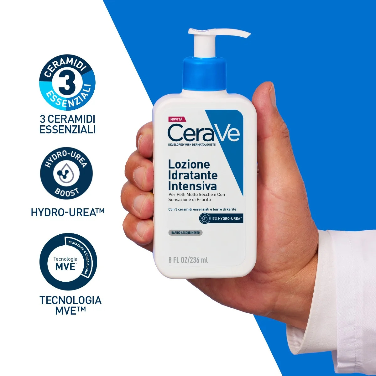 Cerave Lozione Idratante Intensiva 236 ml Idratazione per pelli molte secche e con sensazione di prurito.