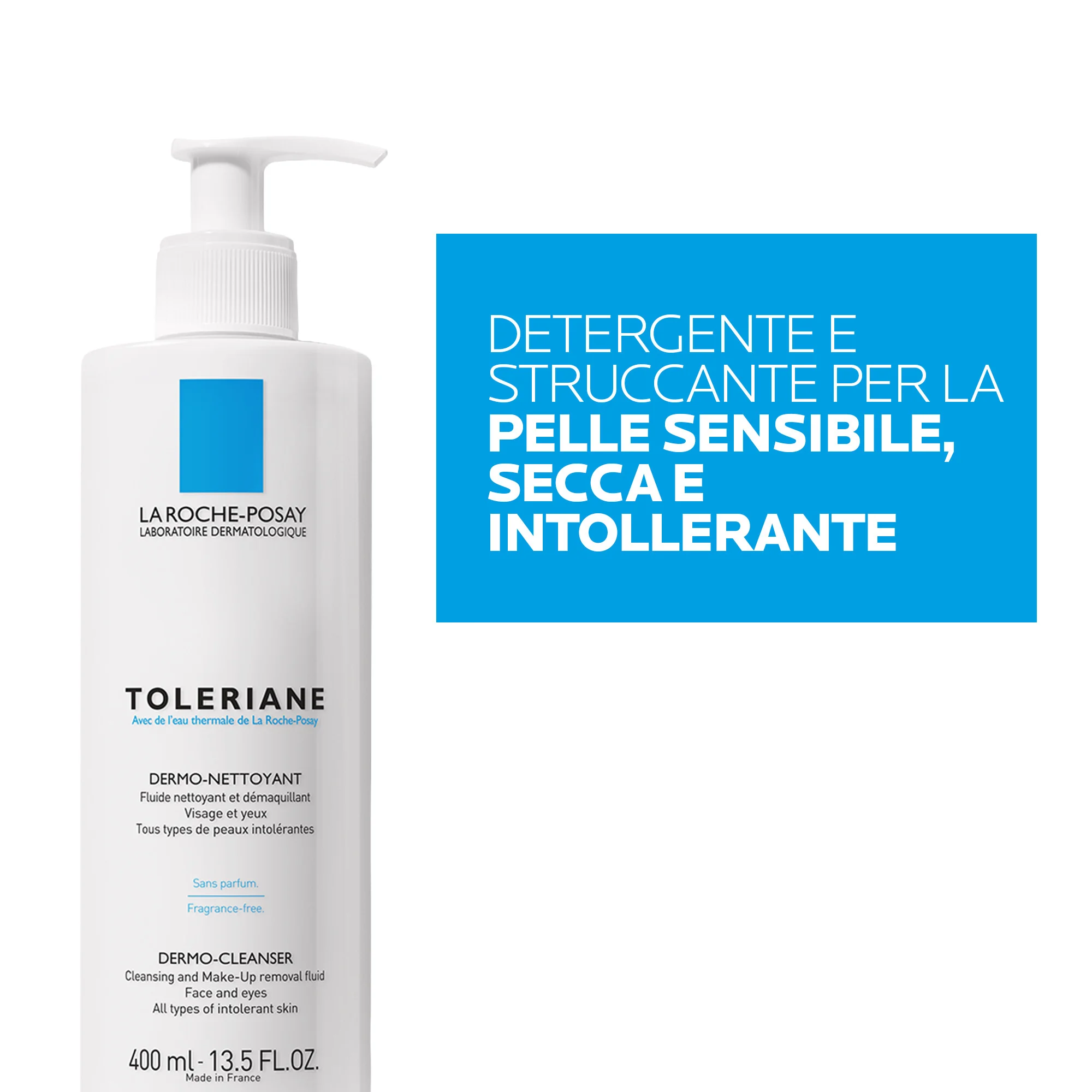 La Roche Posay Toleriane Dermo Detergente 400 ml Struccante Viso Delicato per Pelle Intollerante
