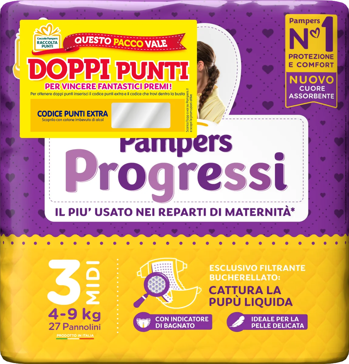 Pampers Progressi Midi 27 Pezzi Taglia 3 (4-9 Kg)