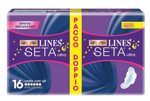 Lines Seta Ultra Assorbente Notte 16 Pezzi Effetto Instant Dry