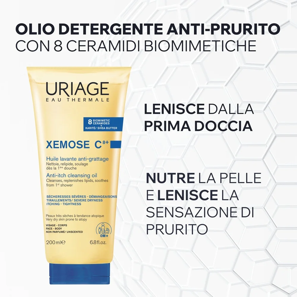 Uriage Xèmose Olio Lavante Lenitivo Doccia e Bagno 200 ml Detergente e Idratante