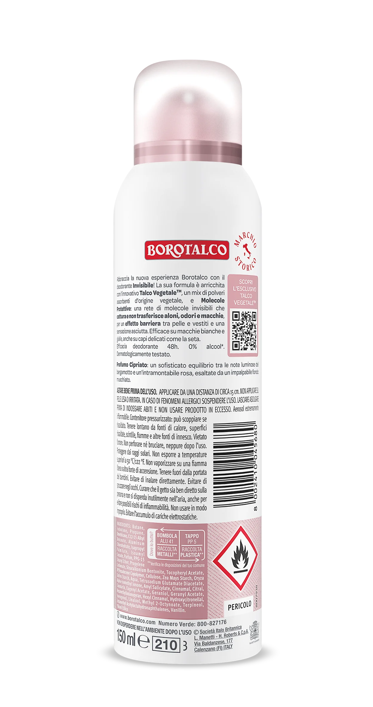 Borotalco Deo Spray Invisibile Rosa 150 ml Deodorante 48h