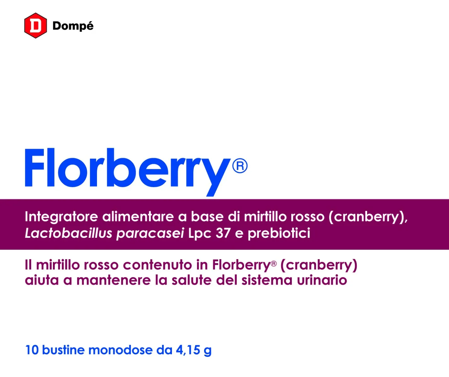 Florberry 10 Bustine Integratore Vie Urinarie con Mirtillo Rosso