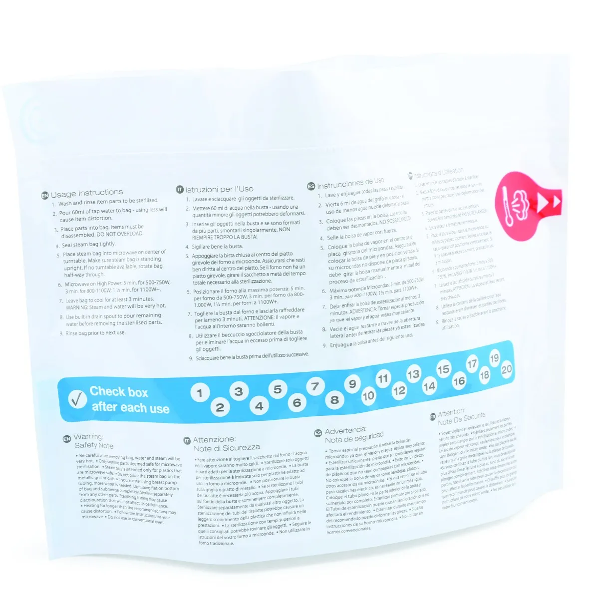 Nuvita Sacchetti Sterilizzazione Forno 5 sacchetti Per microonde e riutilizzabili