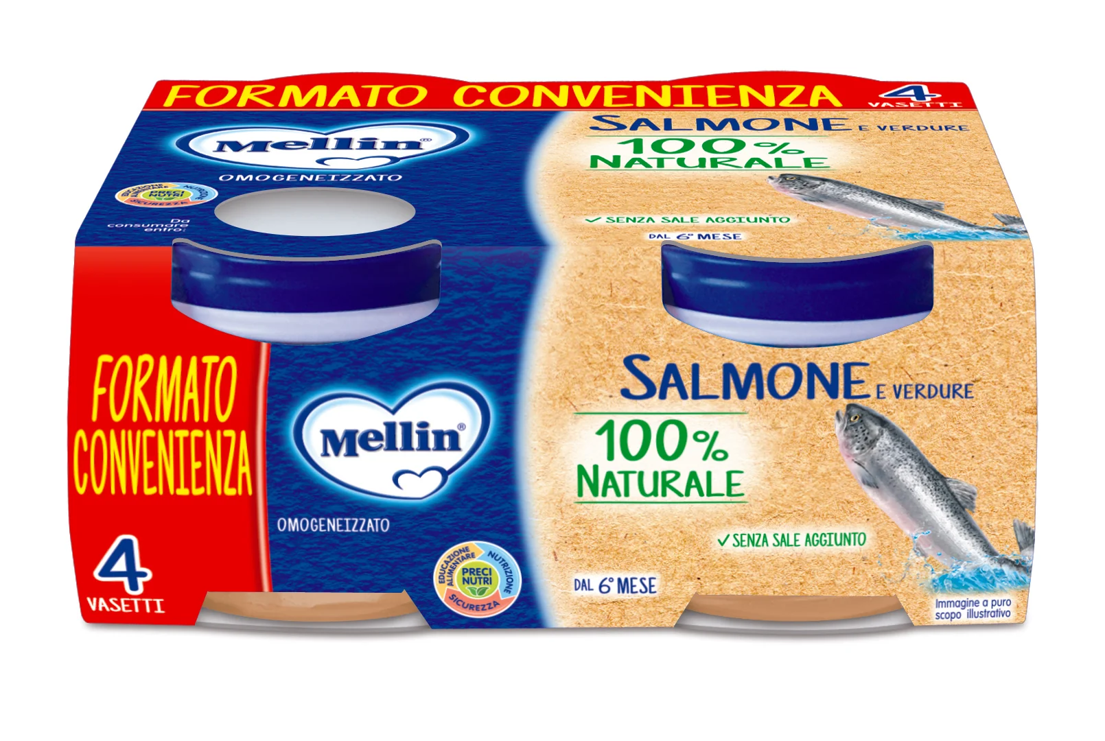 Mellin Omogenizzato Salmone 4X80 g Svezzamento