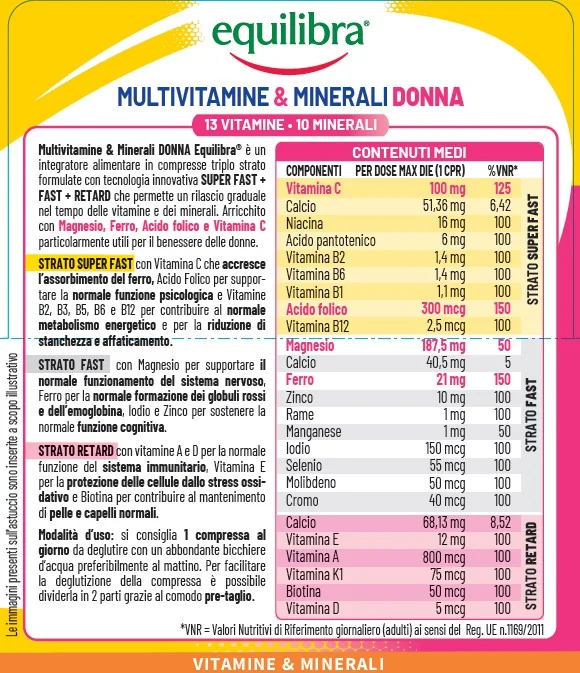 Equilibra Multivitaminico Donna 30 Compresse Integratore Femminile