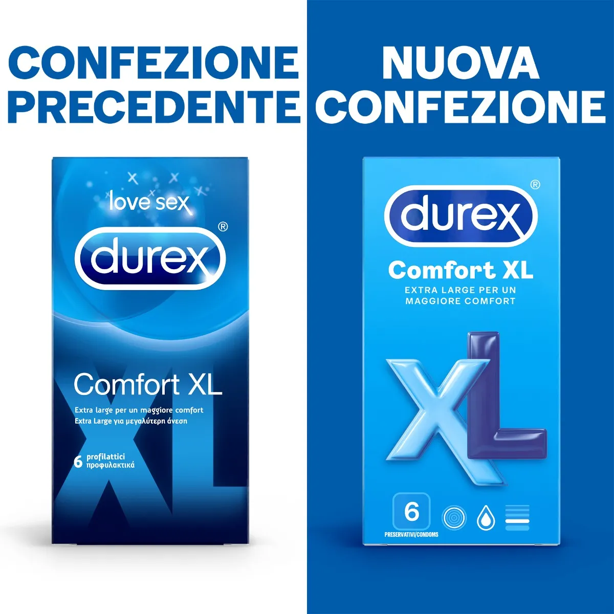 Durex Comfort XL Profilattici Extra Large 6 Pezzi 