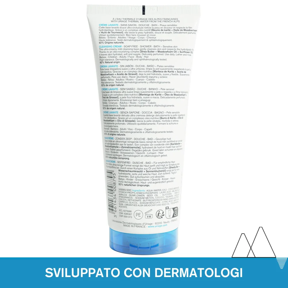 Uriage Eau Thermale Crema Lavante Detergente Viso Corpo e Capelli 200 ml Tutti i Tipi di Pelle