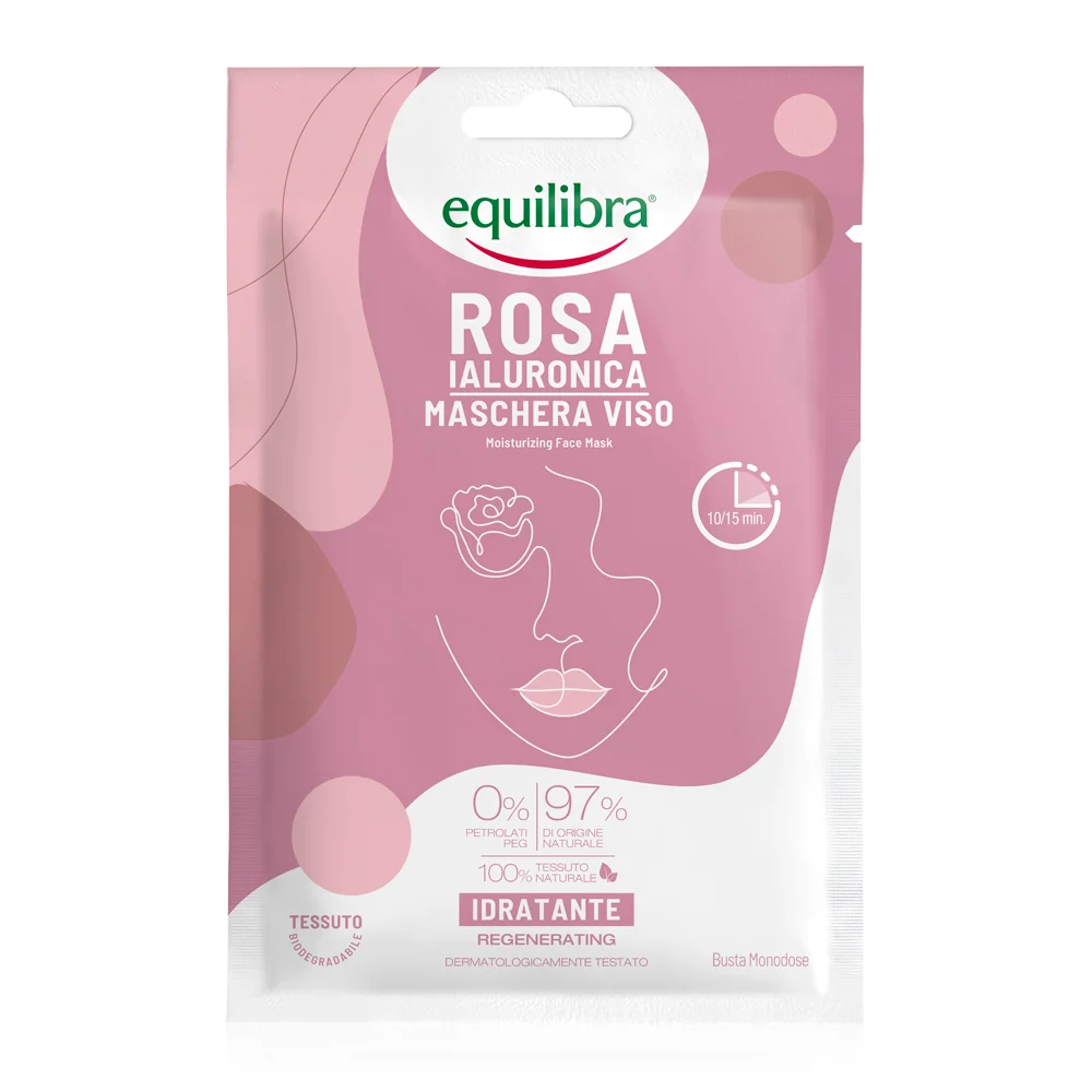 Equilibra Rosa Ialuronica Maschera Viso Idratante 1 Pezzo Maschera Viso Idratante