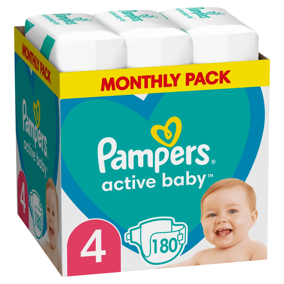 Pampers Active Baby Nappies 4X180 9-14 Kg