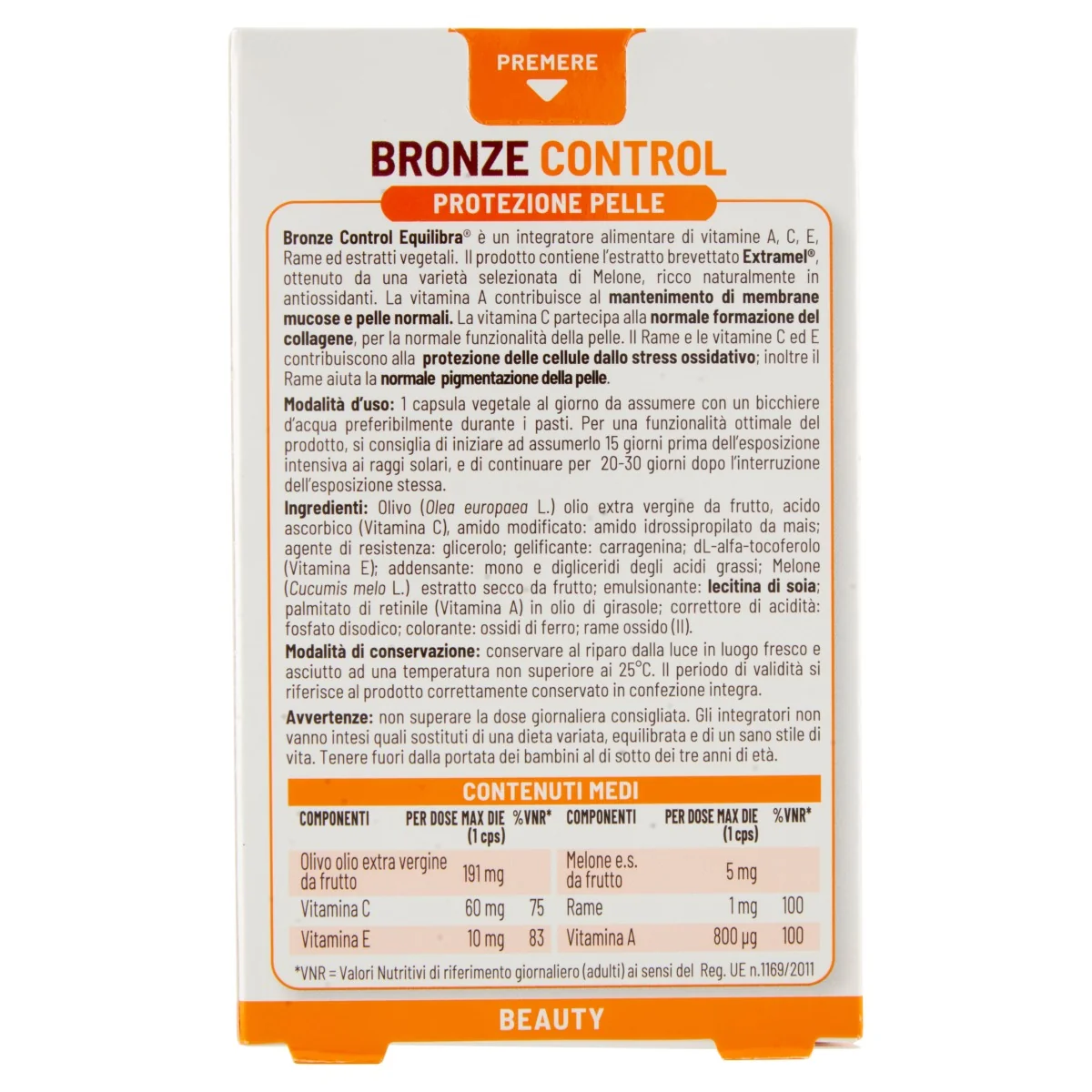Equilibra Bronze Control 30 Compresse Per una pelle protetta