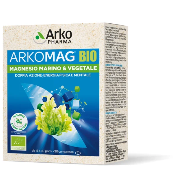 Arkomag Bio Magnesio Marino e Vegetale 30 compresse Energia Fisica e Mentale