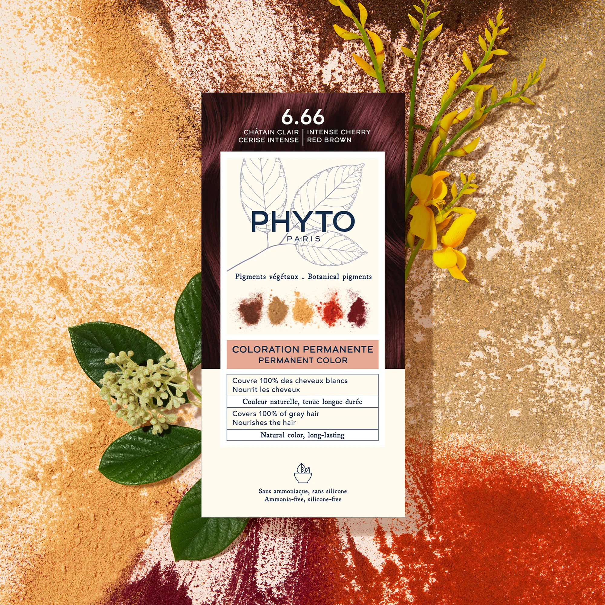 Phyto PhytoColor - Colorazione Permanente Kit Colore 6.66 Castano Rosso Intenso Ciliegia