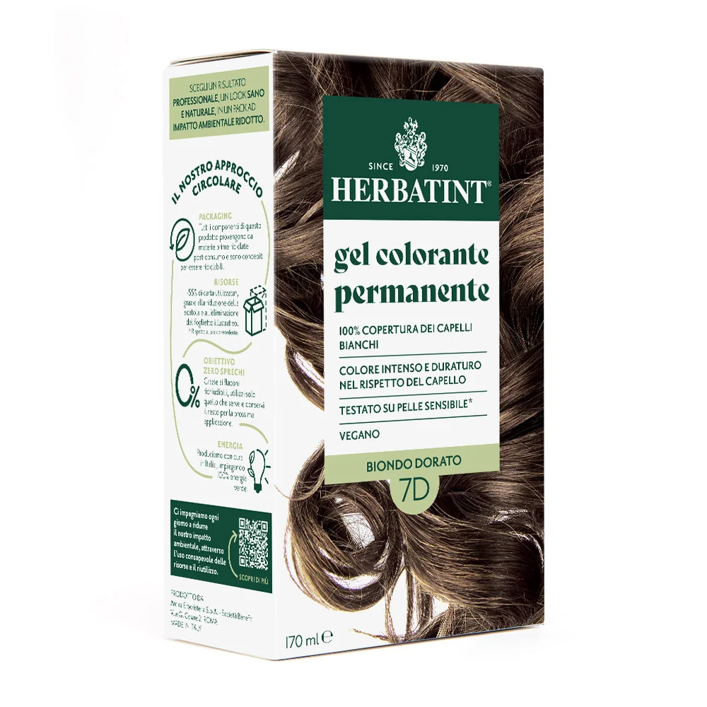 Herbatint Gel Colorante Permanente 7D Biondo Dorato 170 Ml Colore Intenso e Duraturo