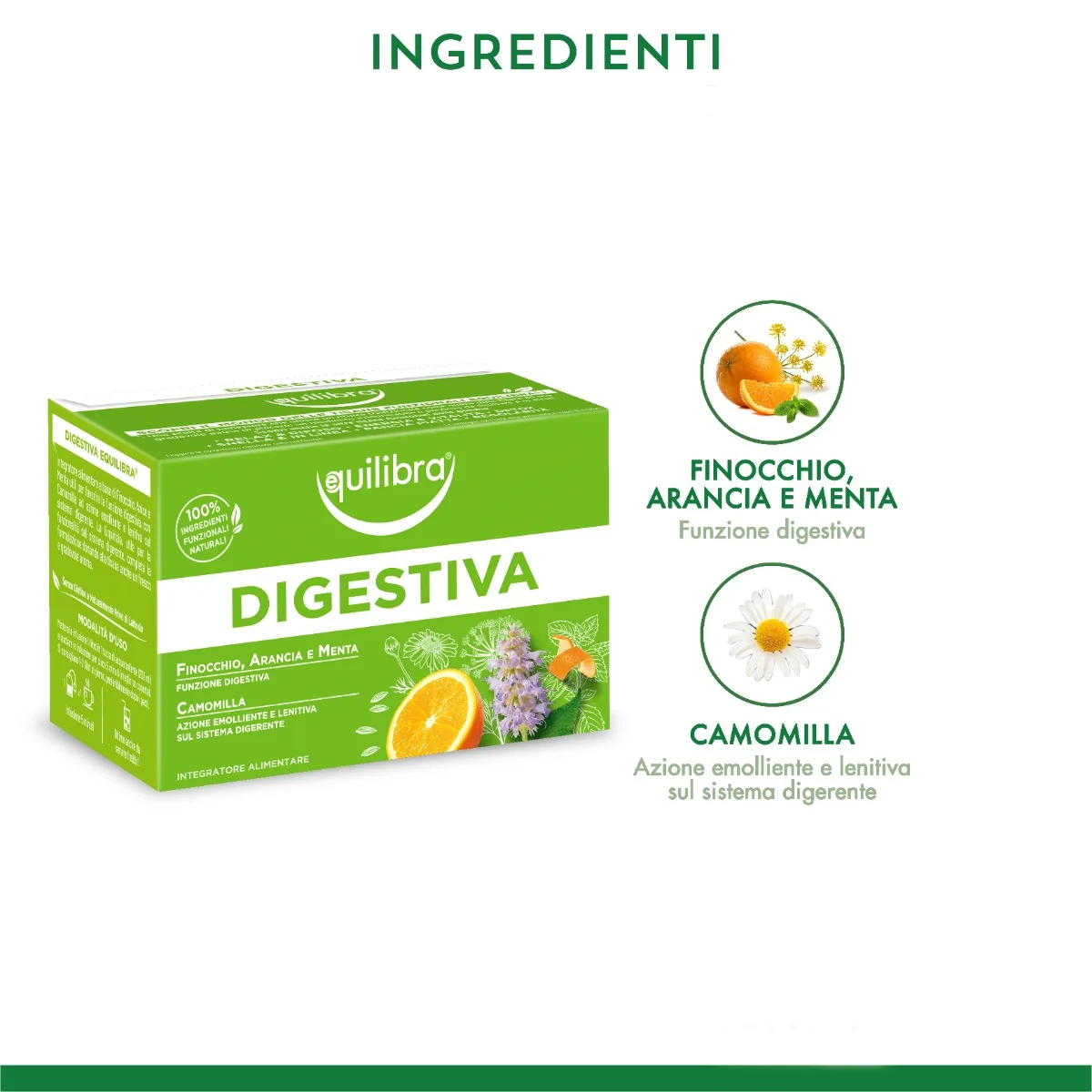 Equilibra Tisana Digestiva 15 Filtri Con Finocchio, Arancia, Menta e Camomilla
