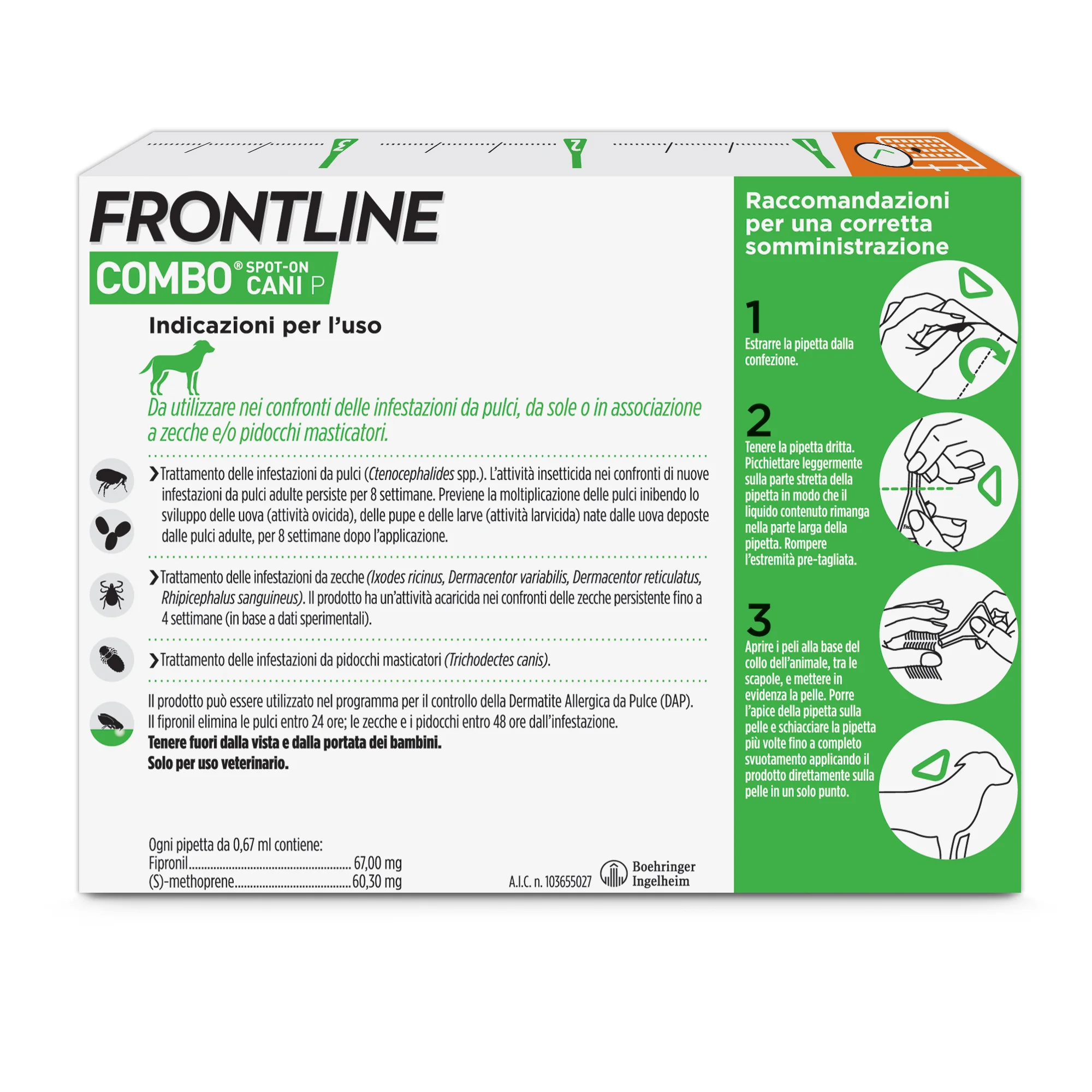 Frontline Combo Cani X3 Antiparassitario Contro Pulci, Zecche E Pidocchi (2-10Kg)