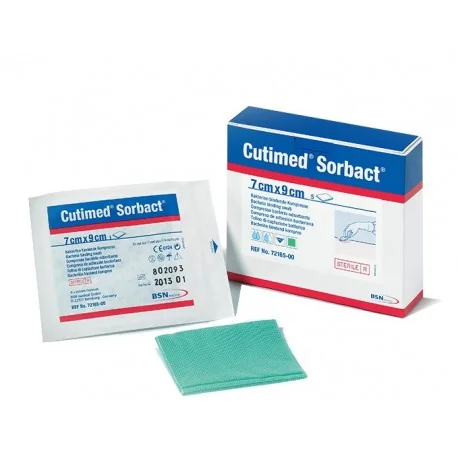 Cutimed Sorbact Garza 7x9cm 5 Pezzi Garze a Captazione Batterica