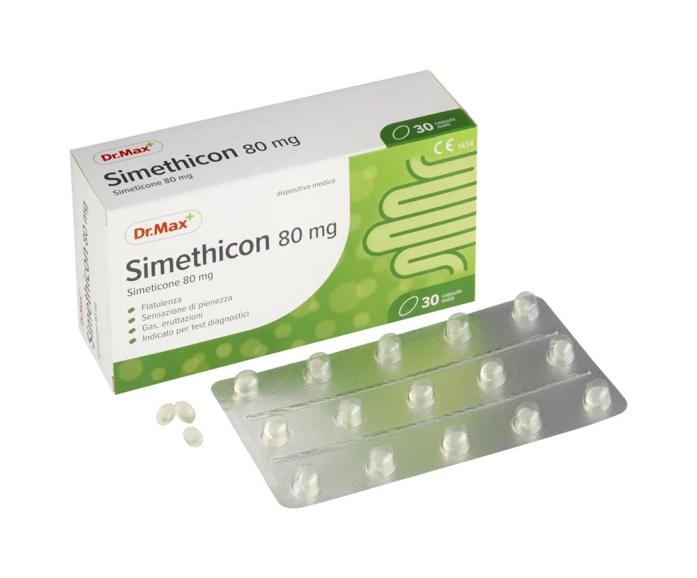 Dr. Max Simeticone per Adulti 80Mg 30 Capsule Contro Gonfiore e Tensione Addominale