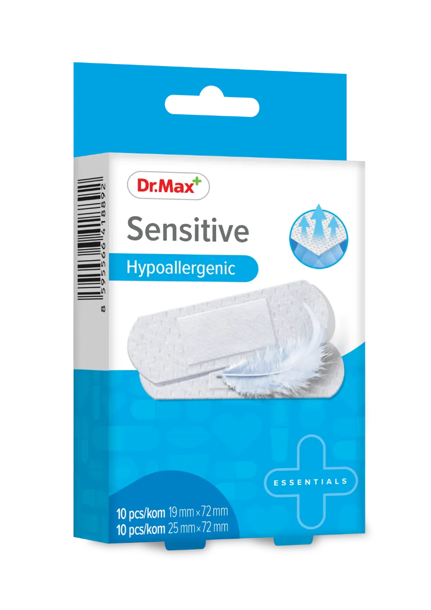 Dr.Max Sensitive Hypoallergenic 19 x 72 mm, 25 x 72 mm 20 Pezzi Cerotto per Pelli Sensibili