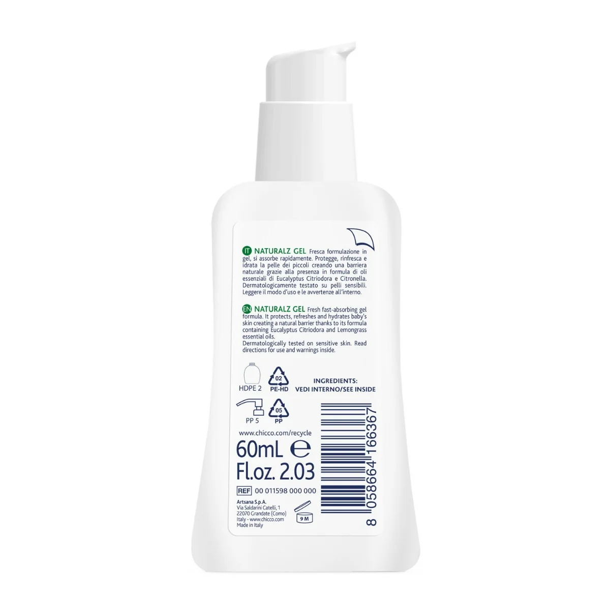Chicco Gel Fresco Citronella Naturalz 60 ml Antizanzare