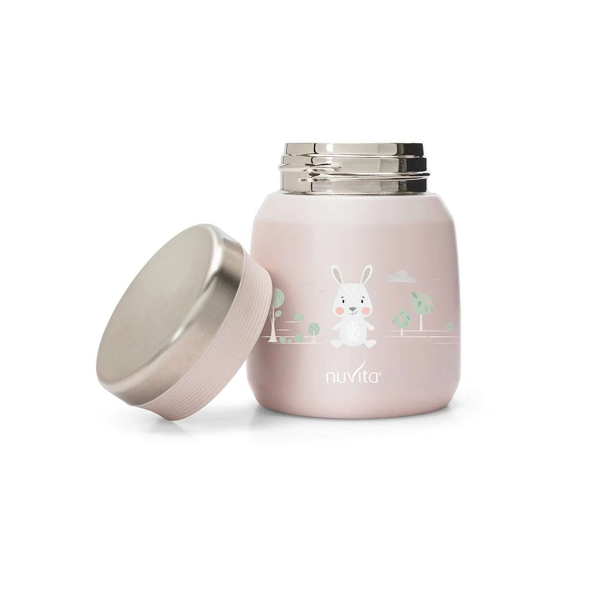 Nuvita Contenitore Termico Acciaio Inox Cibi Liquidi/Solidi Rosa 300 ml Chiusura Ermetica per Pappe e Brodo