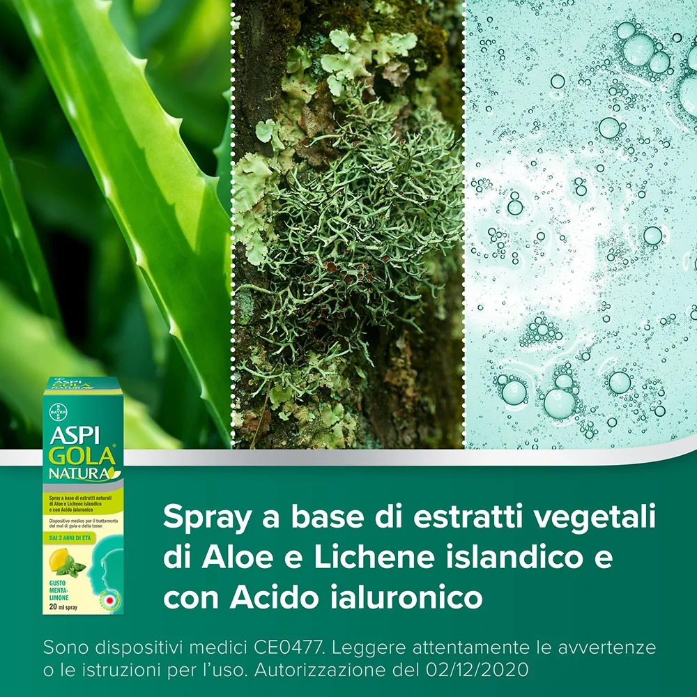 Aspi Gola Natura Spray Menta Limone 20ml Mal di Gola e Tosse