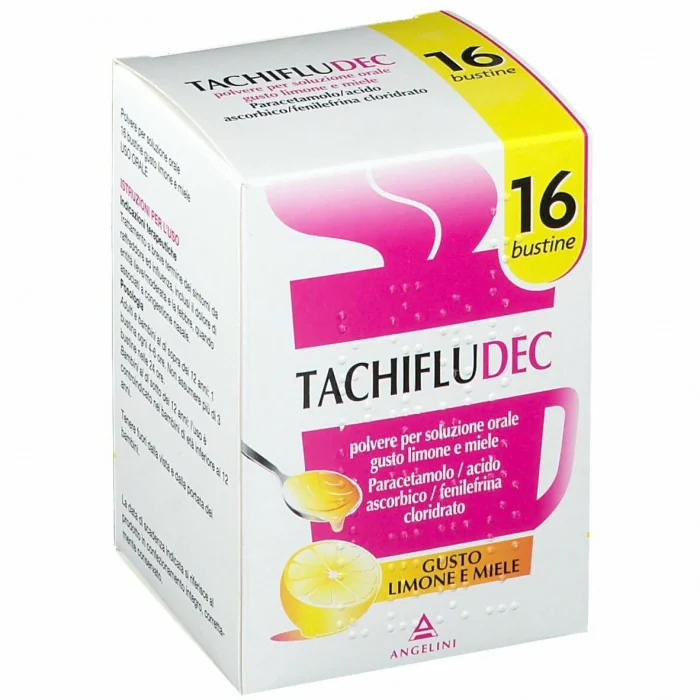 Tachifludec Gusto Limone Miele 16 Bustine Sollievo Influenza e Raffreddore