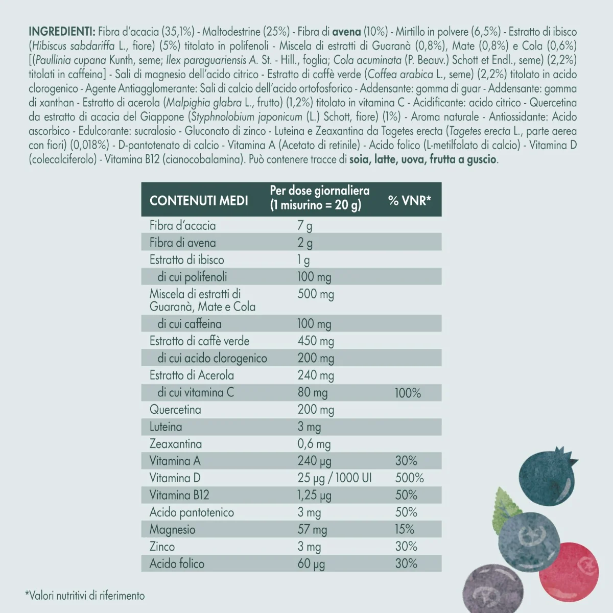 Enerzona Care Daily Mix Mirtillo e Berries 400 g Benessere Quotidiano
