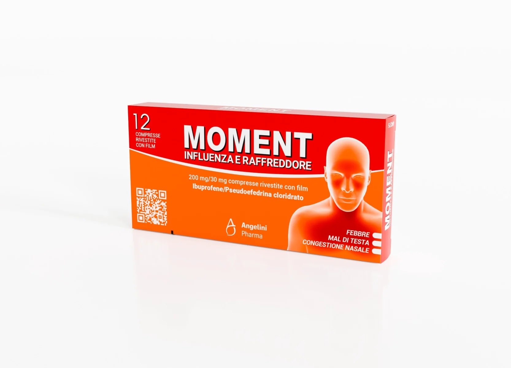 Moment Influenza e Raffreddore 200mg + 30mg 12 Compresse Ibuprofene + Pseudofedrina Cloridrato