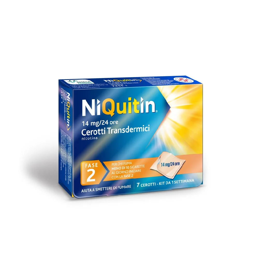 NiQuitin Fase 2 Nicotina 14 mg/24 h 7 Cerotti Transdermici
