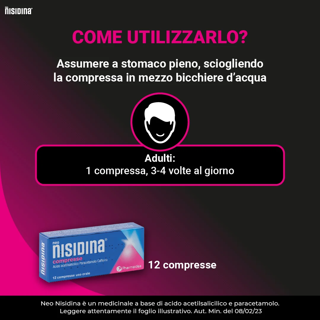 Neo Nisidina Analgesico Con Caffeina 12 Compresse Acido Acetilsalicilico Paracetamolo