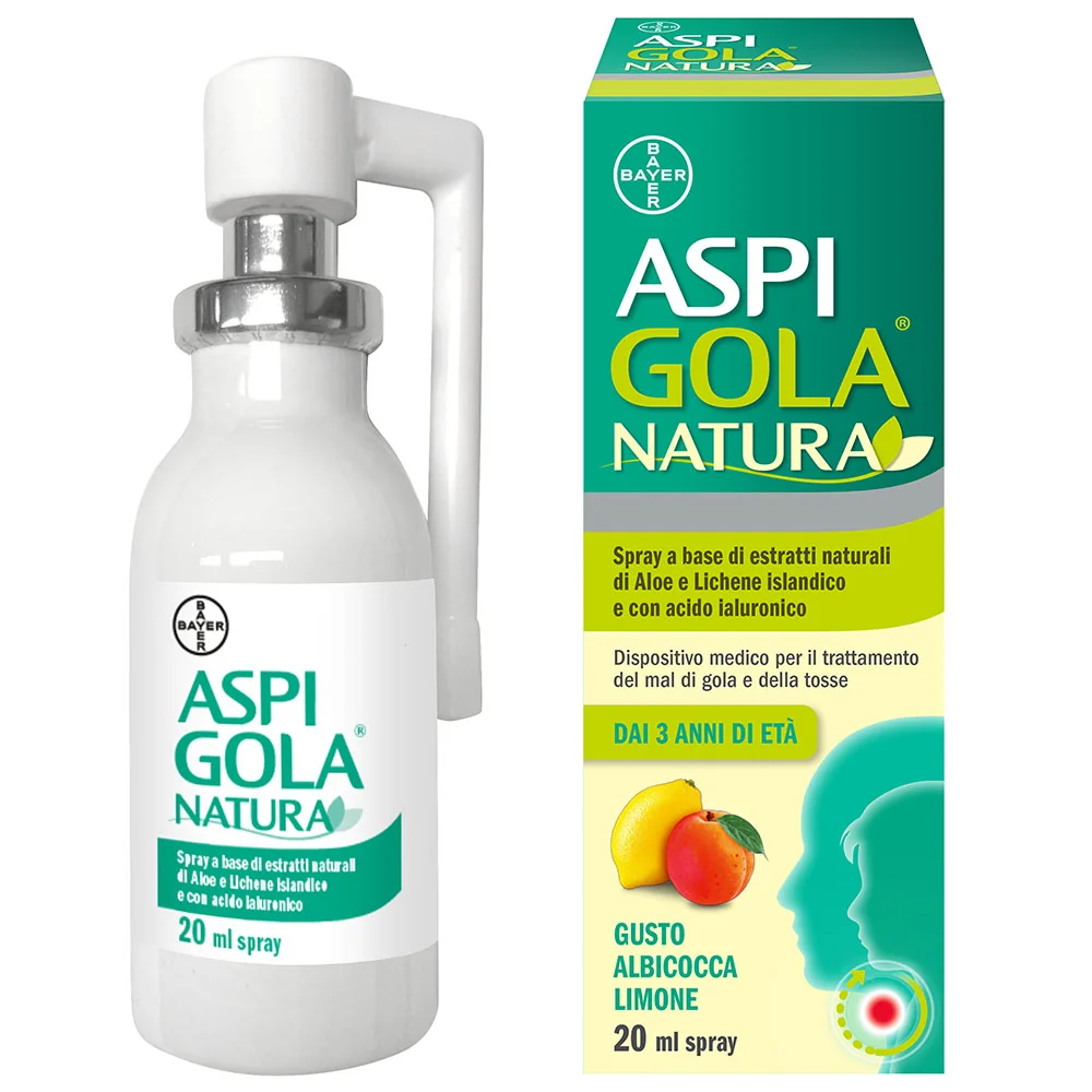Aspi Gola Natura Spray Albicocca-Limone 20ml Mal di Gola e Tosse