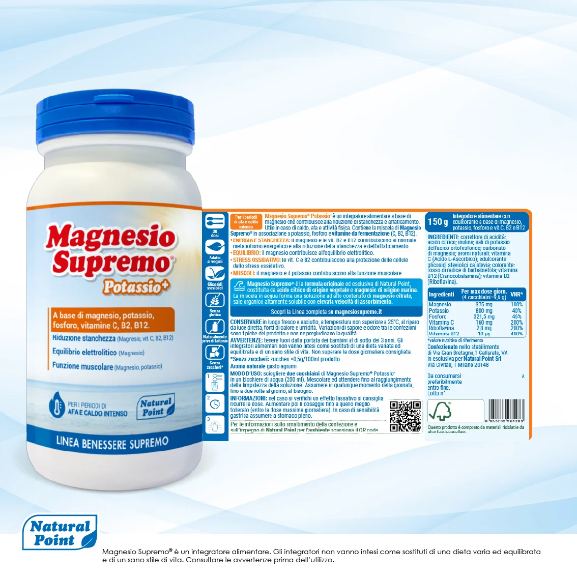 Magnesio Supremo Potassio+150 g Riduzione Stanchezza