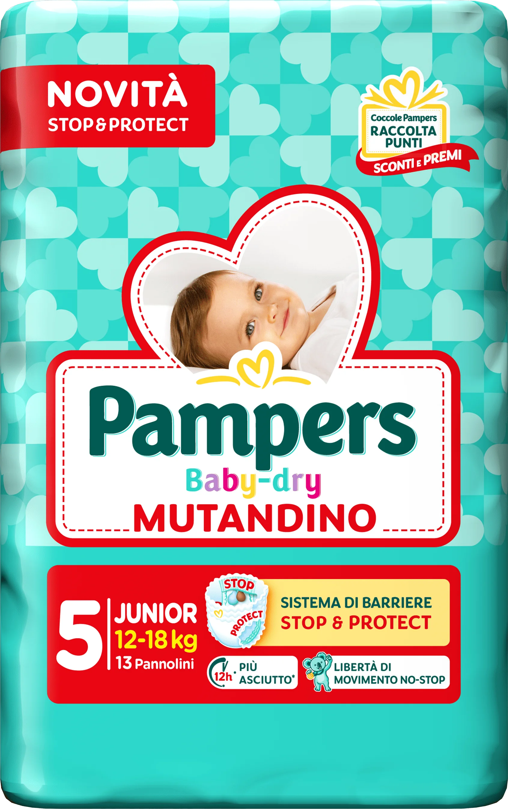 Pampers Baby Dry Mutandino Junior Taglia 5 12/18 Kg 13 Pezzi Small Pack