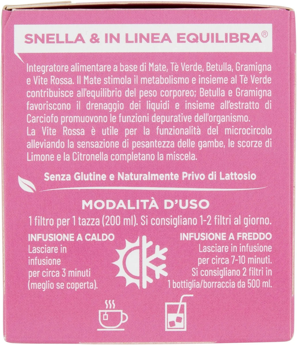 Equilibra Tisana Snella e in Linea 15 Filtri Tè Verde Betulla Vite Rossa