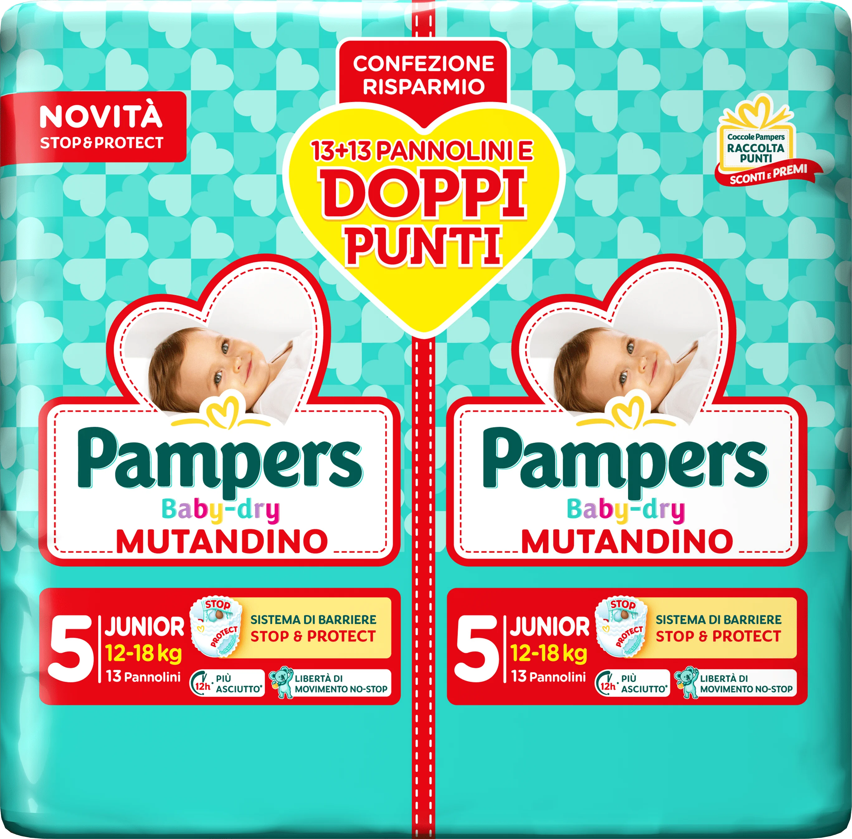 Pampers Baby Dry Mutandino Pannolini Taglia 5 Junior 12/18 Kg Confezione Risparmio