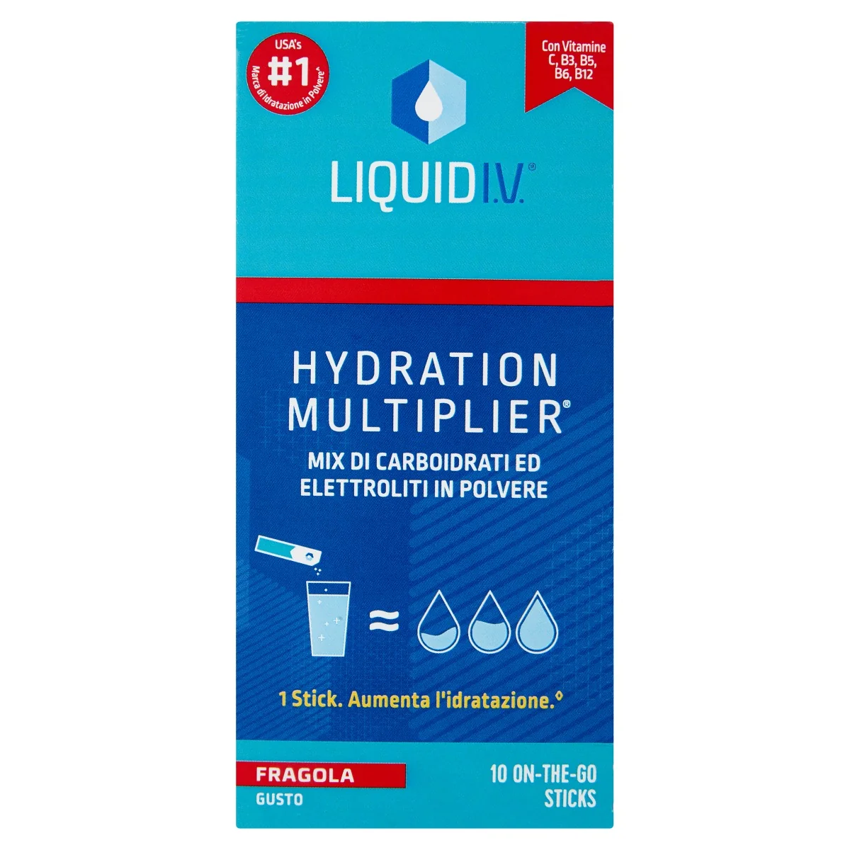 Liquid I.V. Hydration Multiplier Fragola 10 Stick Senza Glutine