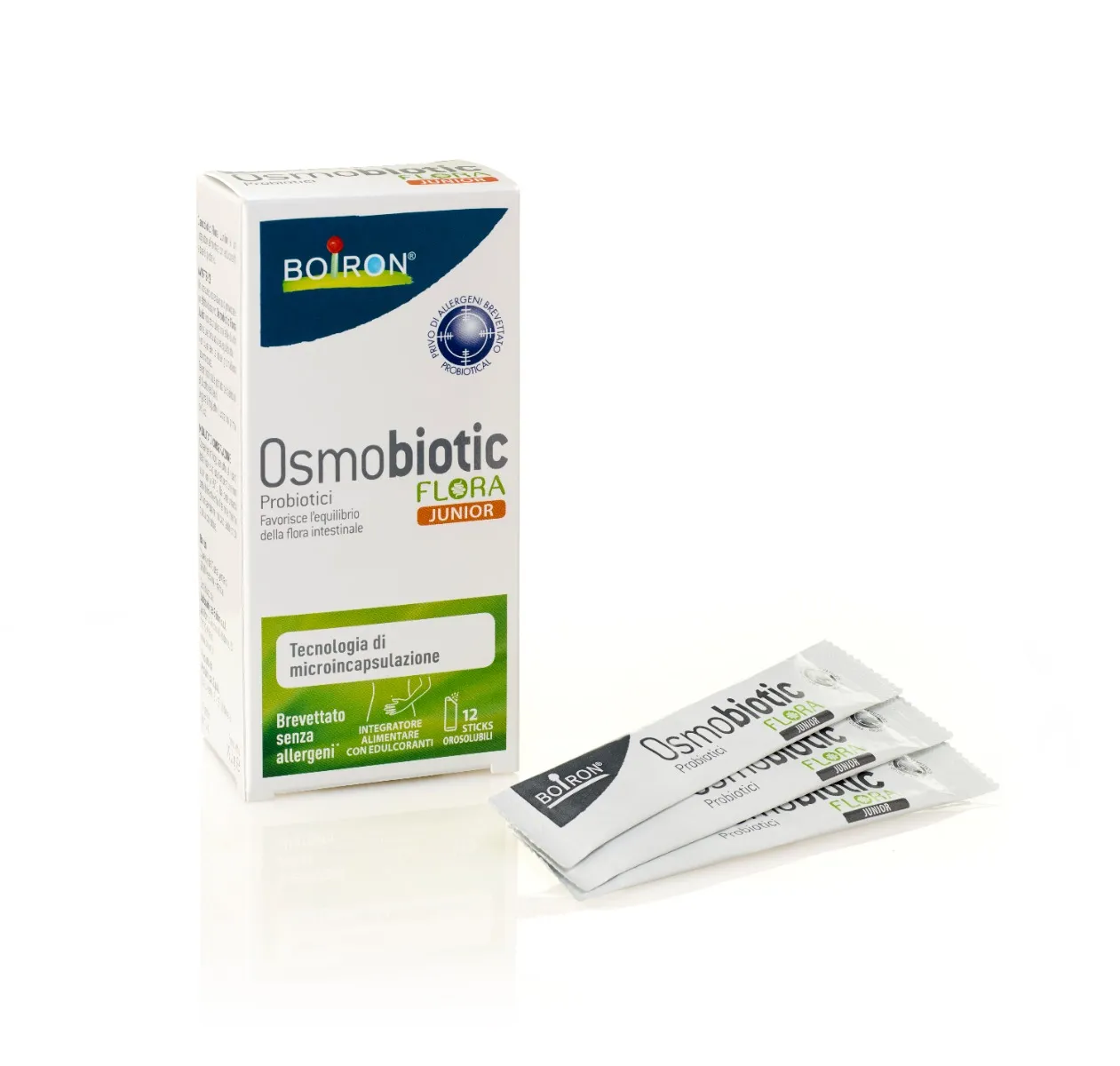 Boiron Osmobiotic Flora Junior Integratore Probiotico 12 Bustine Stick Aroma al Lampone