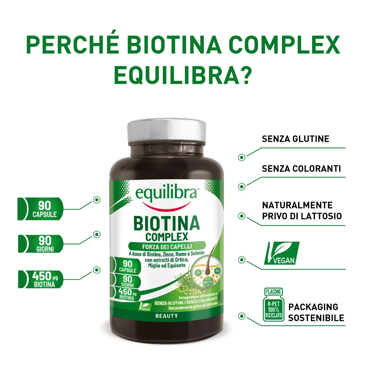 Equilibra Biotina Complex 90 Compresse Unghie, Pelle e Capelli