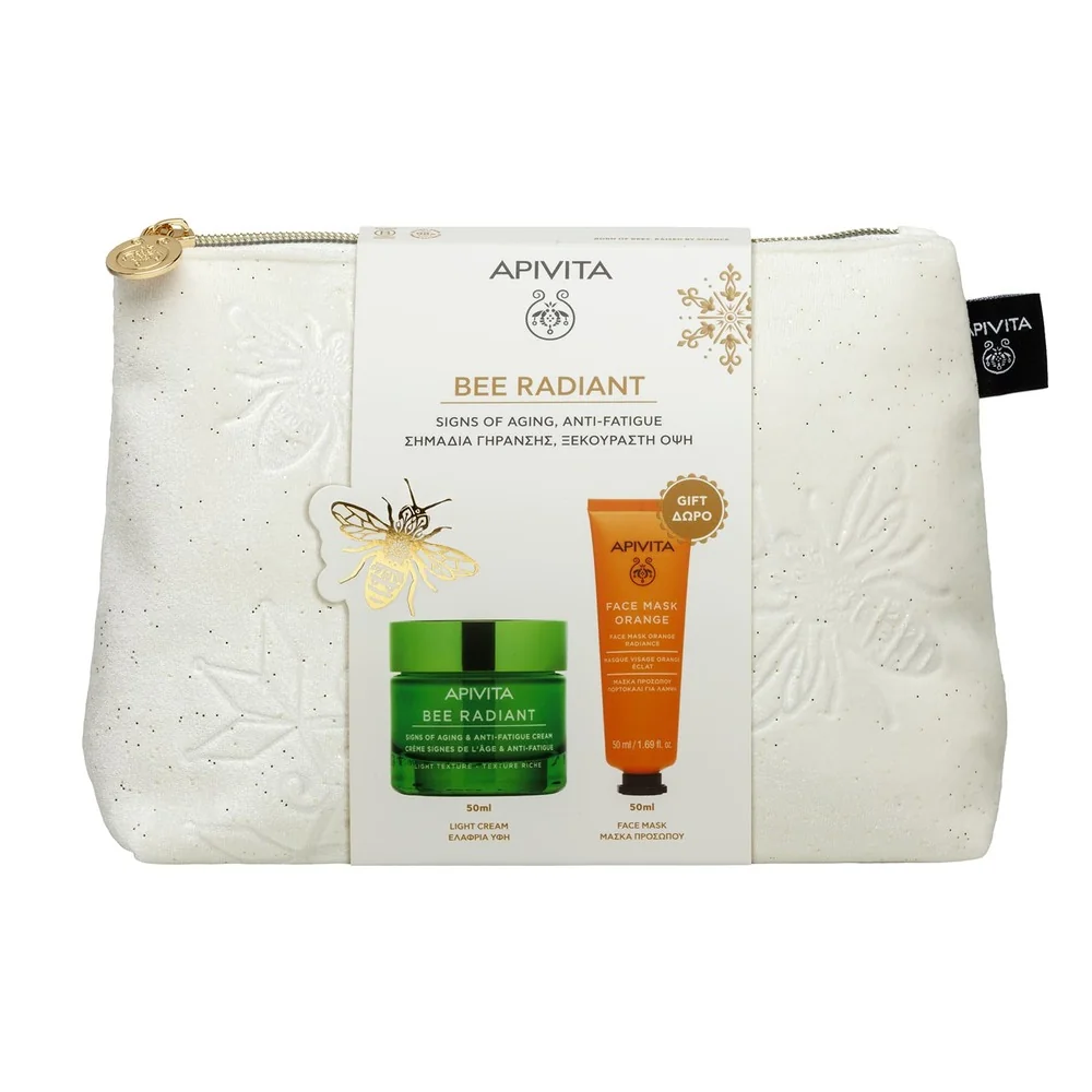 Apivita Bee Radiant Cofanetto 2025 Crema Gel Segni dell'Età e Anti-fatica - Texture Leggera + Maschera Illuminante