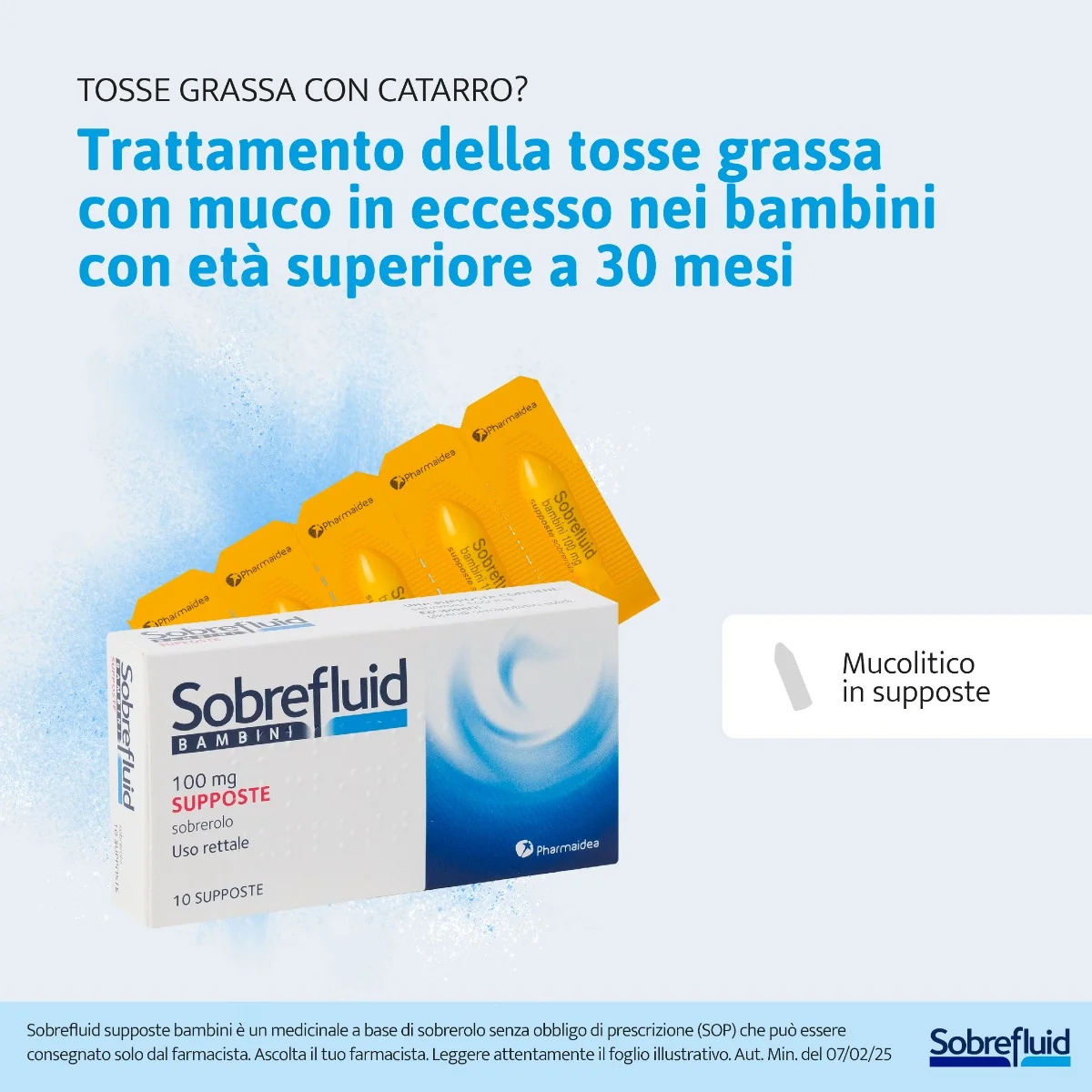 Sobrefluid Supposte Bambini 10 Supposte 100 Mg Mucolitico