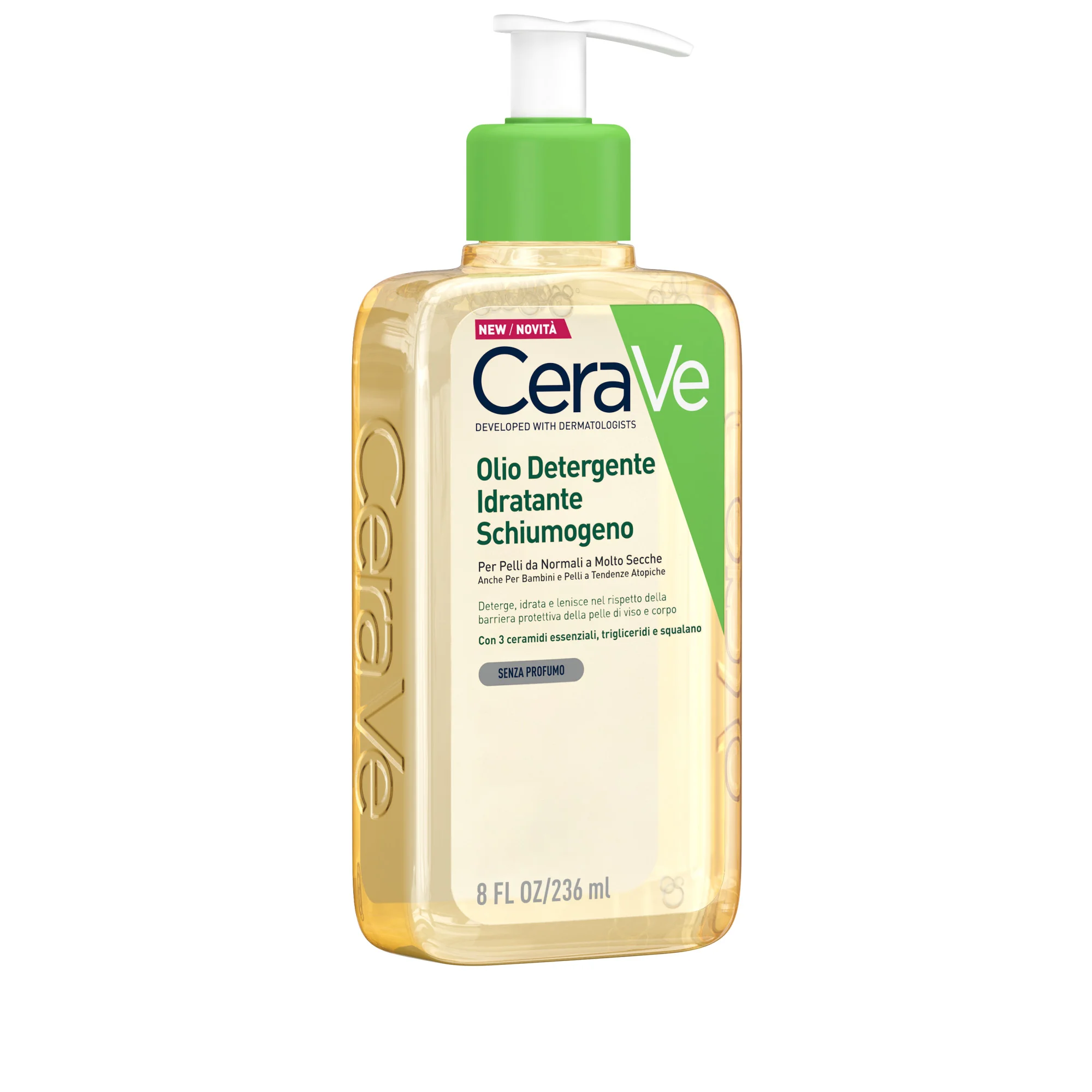 CeraVe Olio Detergente Idratante 236 ml Deterge, Idrata e Lenisce. Con 3 Ceramidi Essenziali, Trigliceridi e Squalene
