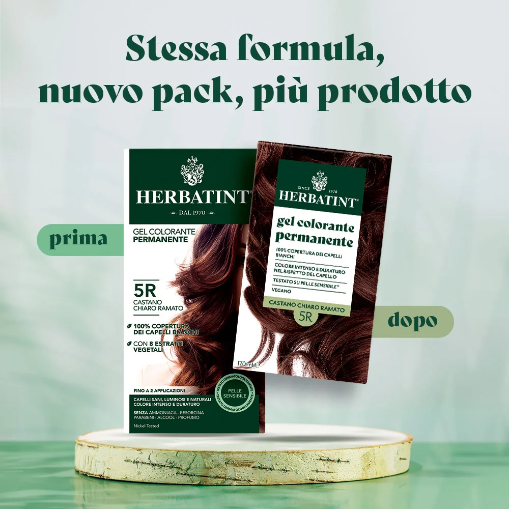 Herbatint Gel Colorante Permanente 5R Castano Chiaro Ramato 170 Ml Colore Intenso e Duraturo