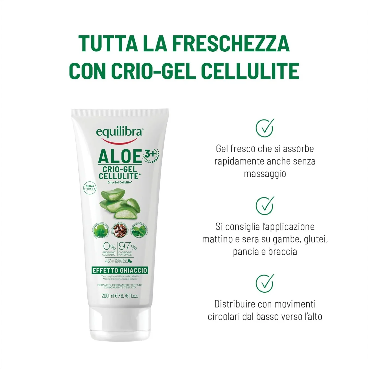Equilibra Aloe Crio-Gel Cellulite 200 ml Effetto Ghiaccio