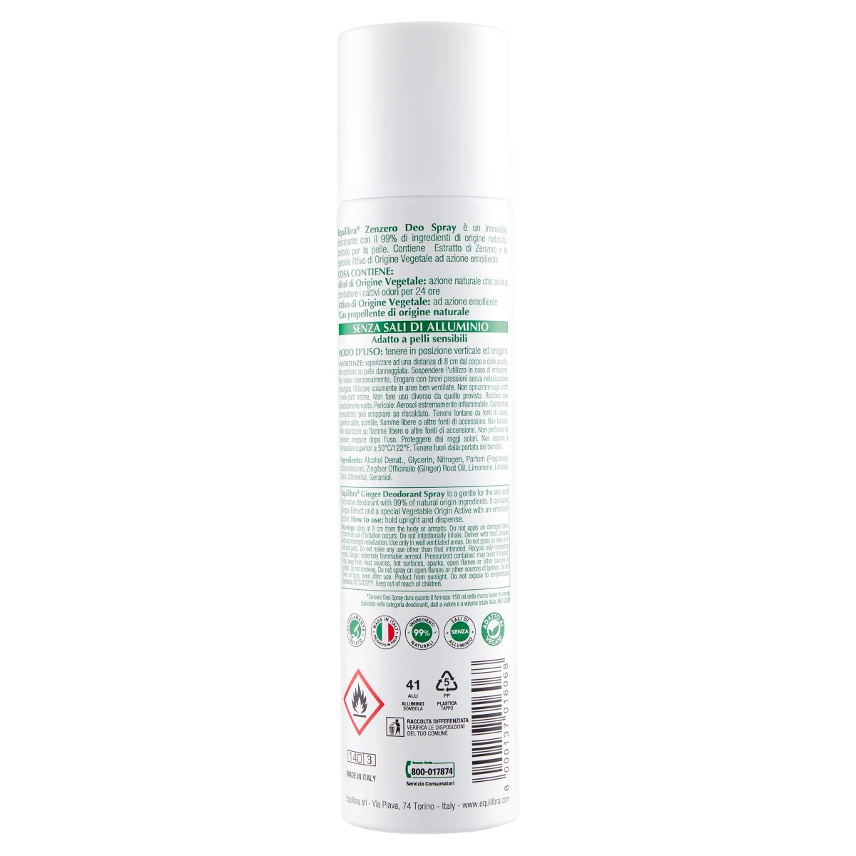 Equilibra Zenzero Deo Spray 75 Ml Deodorante