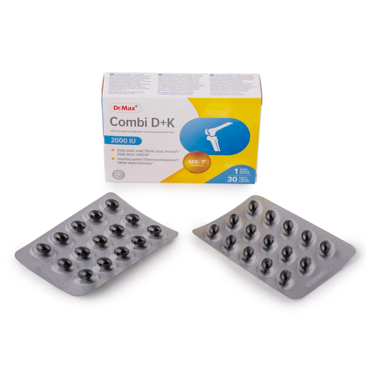 Dr.Max Vitamin Combi D + K 2000 UI 30 Capsule Supporto Ossa e Sistema Immunitario