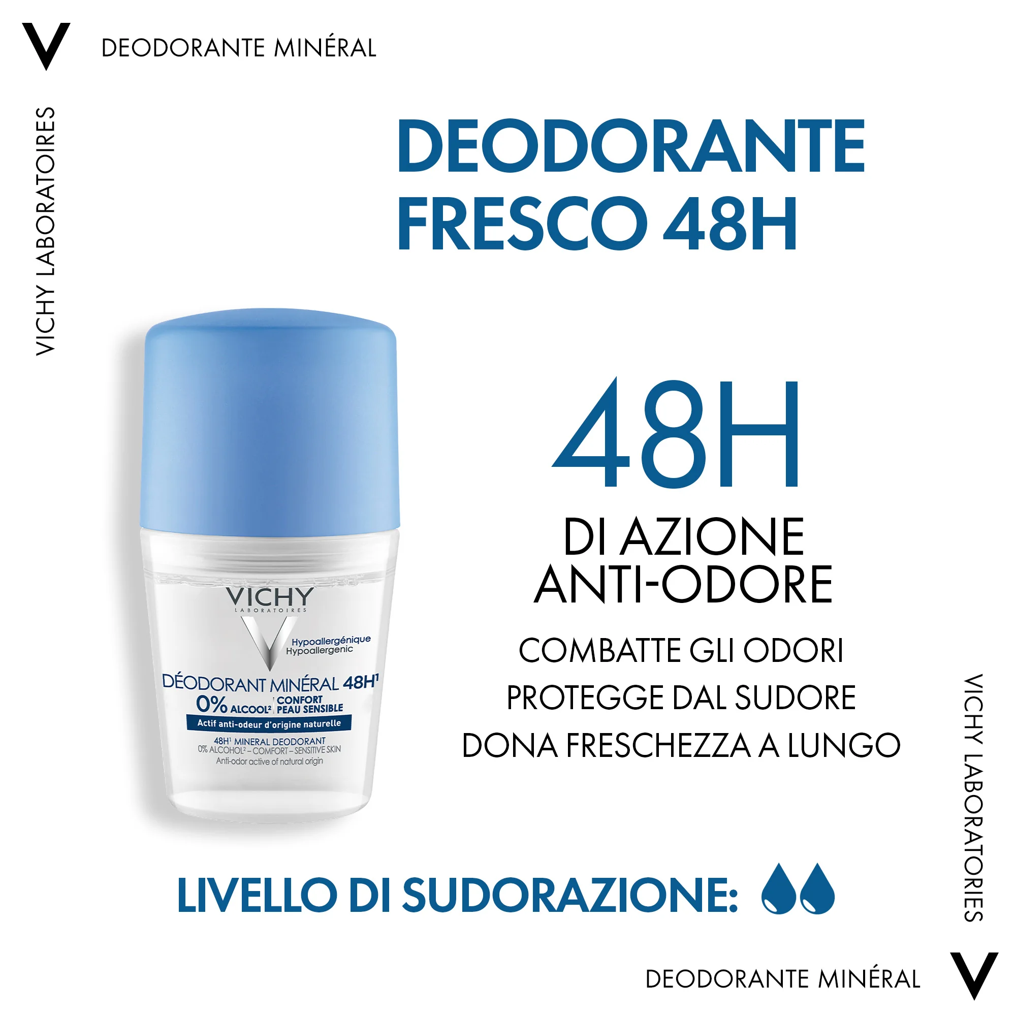 Vichy Deodorante Mineral Roll-On 50 ml Pelle Sensibile o Depilata