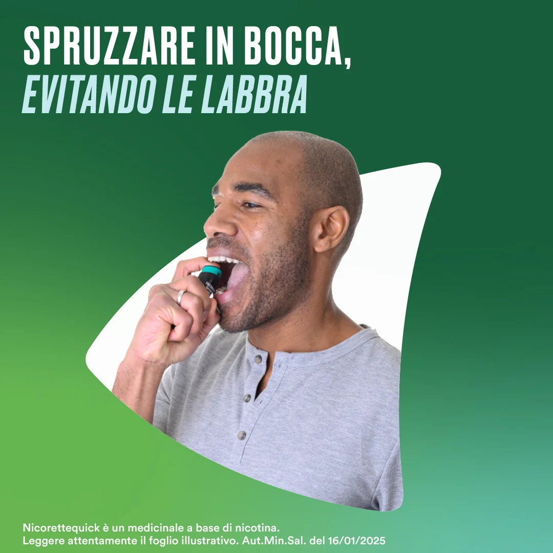 Nicorettequick Spray Per Smettere di Fumare Aroma Menta 150 Dosi Per Alleviare Astinenza da Nicotina