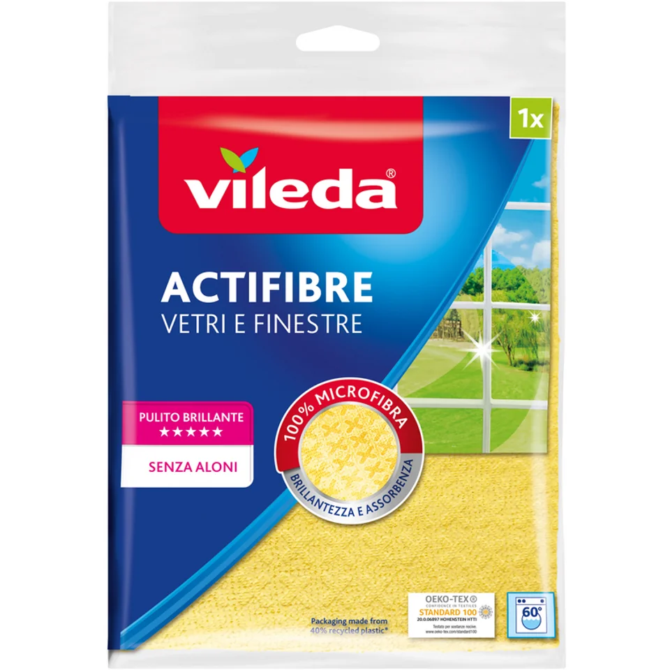 Vileda Panno Actifibre Vetri 1 Pezzo Per Vetri e Finestre
