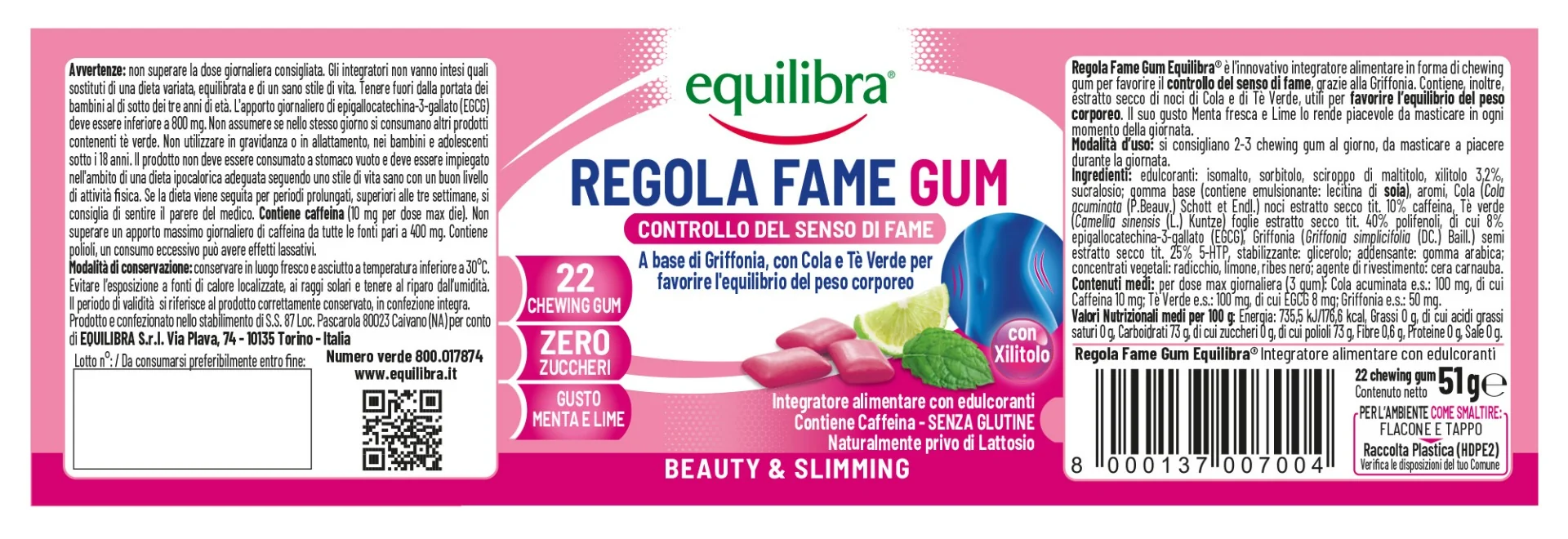 Equilibra Regola Fame 22 Gums Con Caffeina